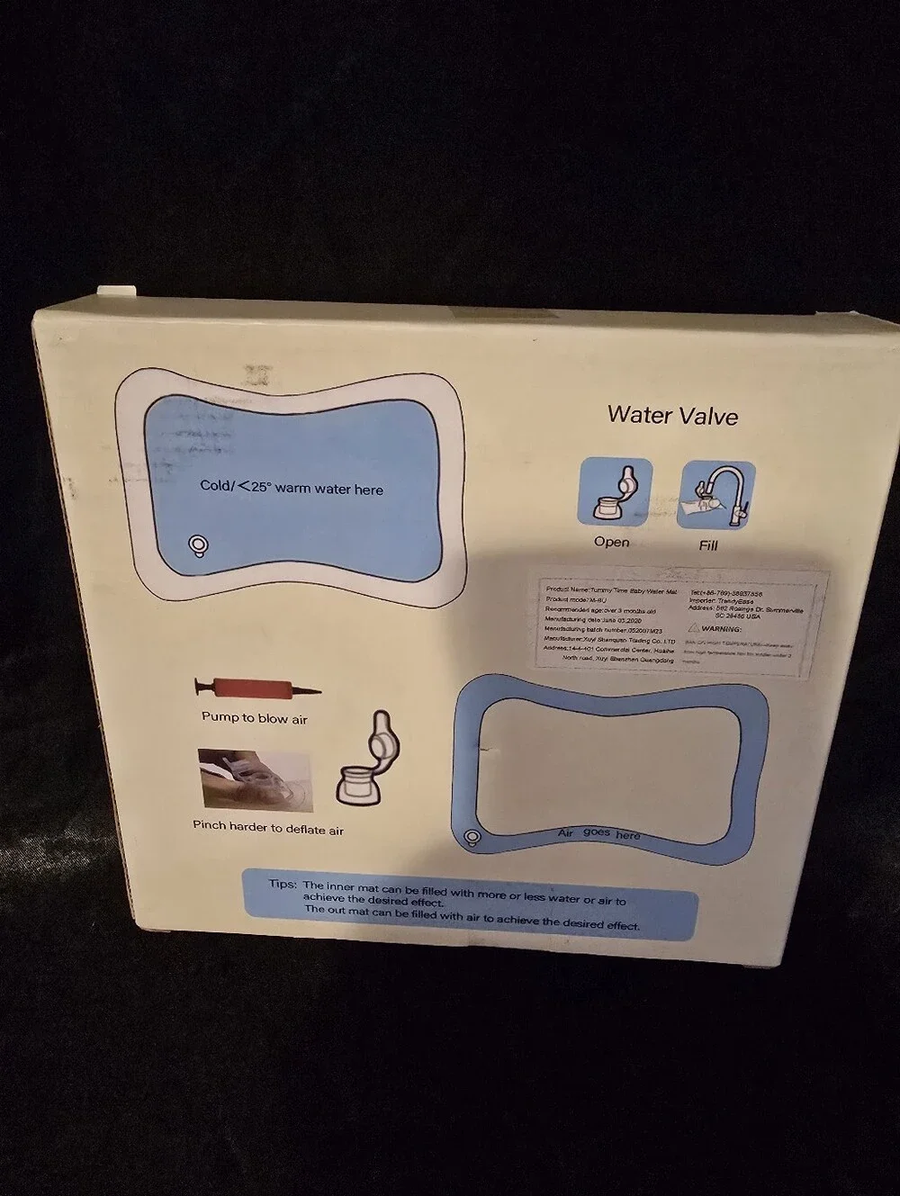 HABOM Baby Tummy Time Water Mat - Blue